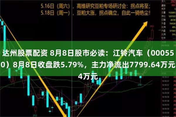 达州股票配资 8月8日股市必读：江铃汽车（000550）8月8日收盘跌5.79%，主力净流出7799.64万元