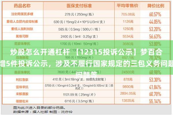 炒股怎么开通杠杆 【12315投诉公示】梦百合新增5件投诉公示，涉及不履行国家规定的三包义务问题等