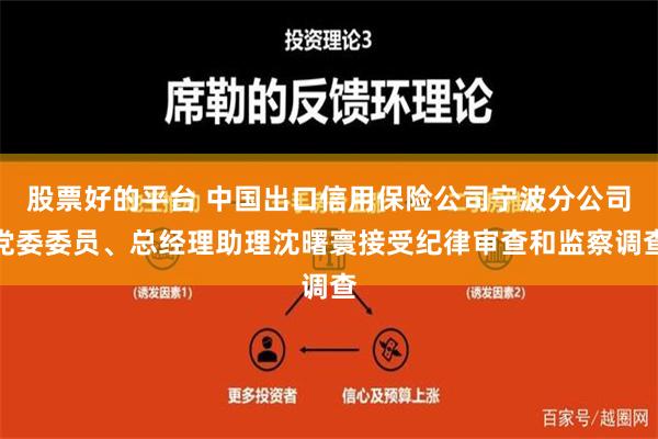 股票好的平台 中国出口信用保险公司宁波分公司党委委员、总经理助理沈曙寰接受纪律审查和监察调查