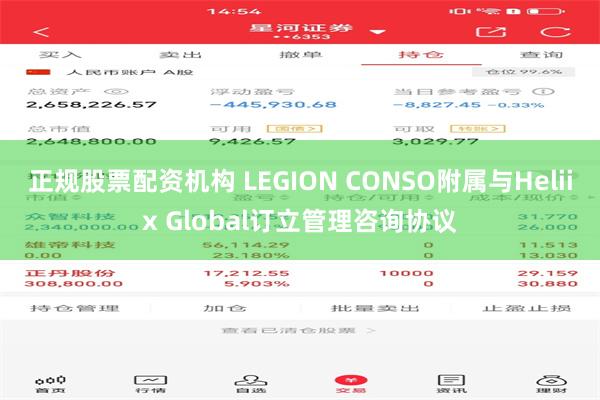 正规股票配资机构 LEGION CONSO附属与Heliix Global订立管理咨询协议