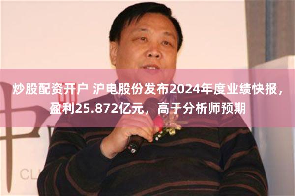 炒股配资开户 沪电股份发布2024年度业绩快报，盈利25.872亿元，高于分析师预期